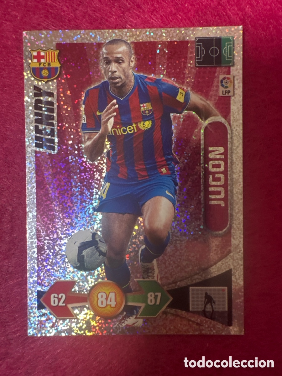 Cromos de f&uacute;tbol: HENRY(F.C.BARCELONA)JUG&Oacute;N-BRILLANTINA GRUESA-ADRENALYN LIGA 2009-2010 09 10 PANINI TRADING CARD