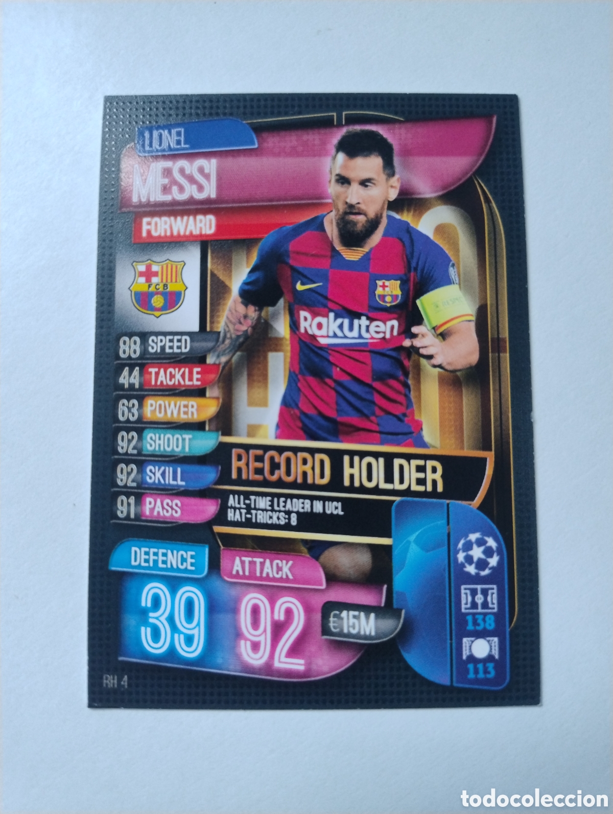 Cartes &agrave; collectionner de Football: RH 4 - Messi - Barcelona - Topps Match Attax 2019 - 2020 Record Holder