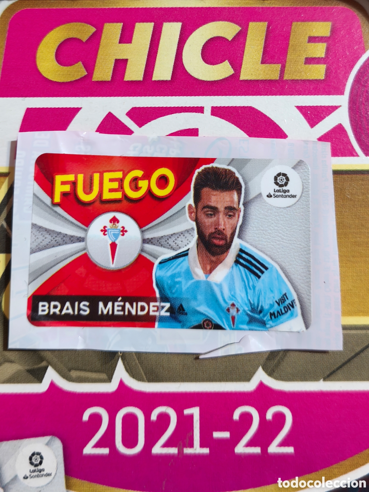 Cromos de f&uacute;tbol: Brais M&eacute;ndez FUEGO chicle liga este 21/22 Celta