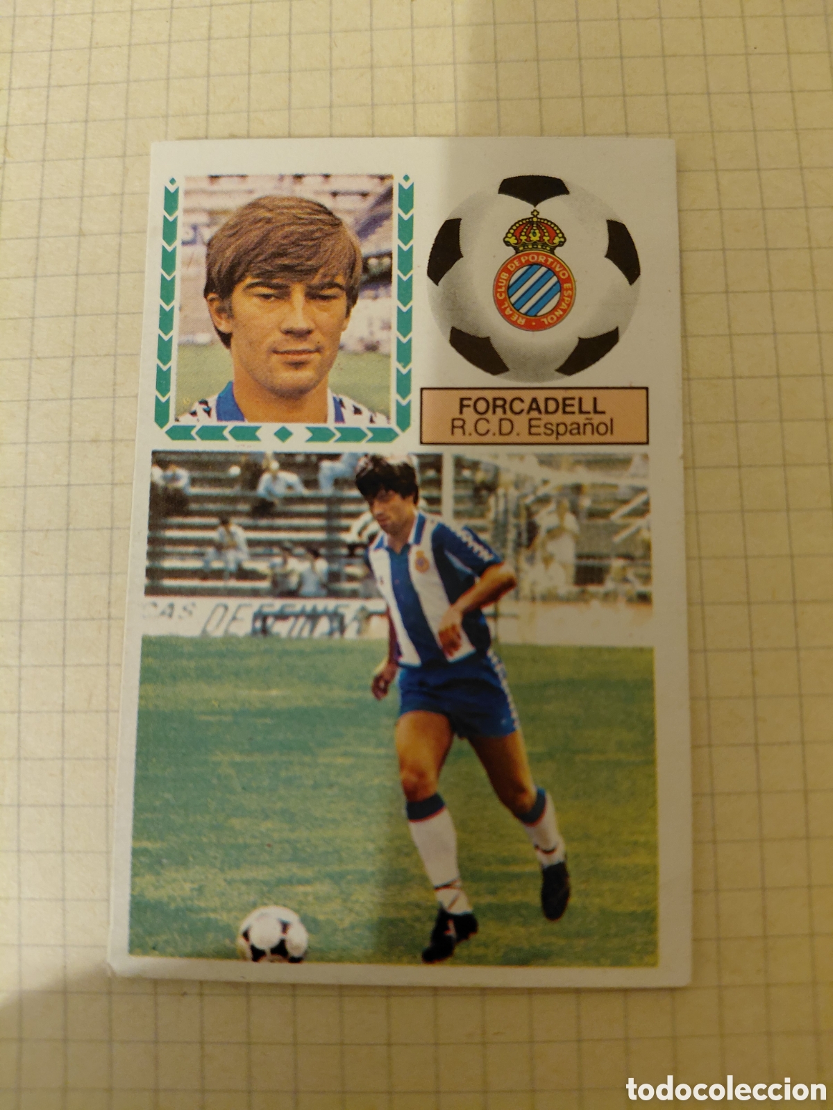 Cromos de f&uacute;tbol: FORCADELL, R. C. D. ESPA&Ntilde;OL, COLOCA, LIGA ESTE 83 84. DESPEGADO