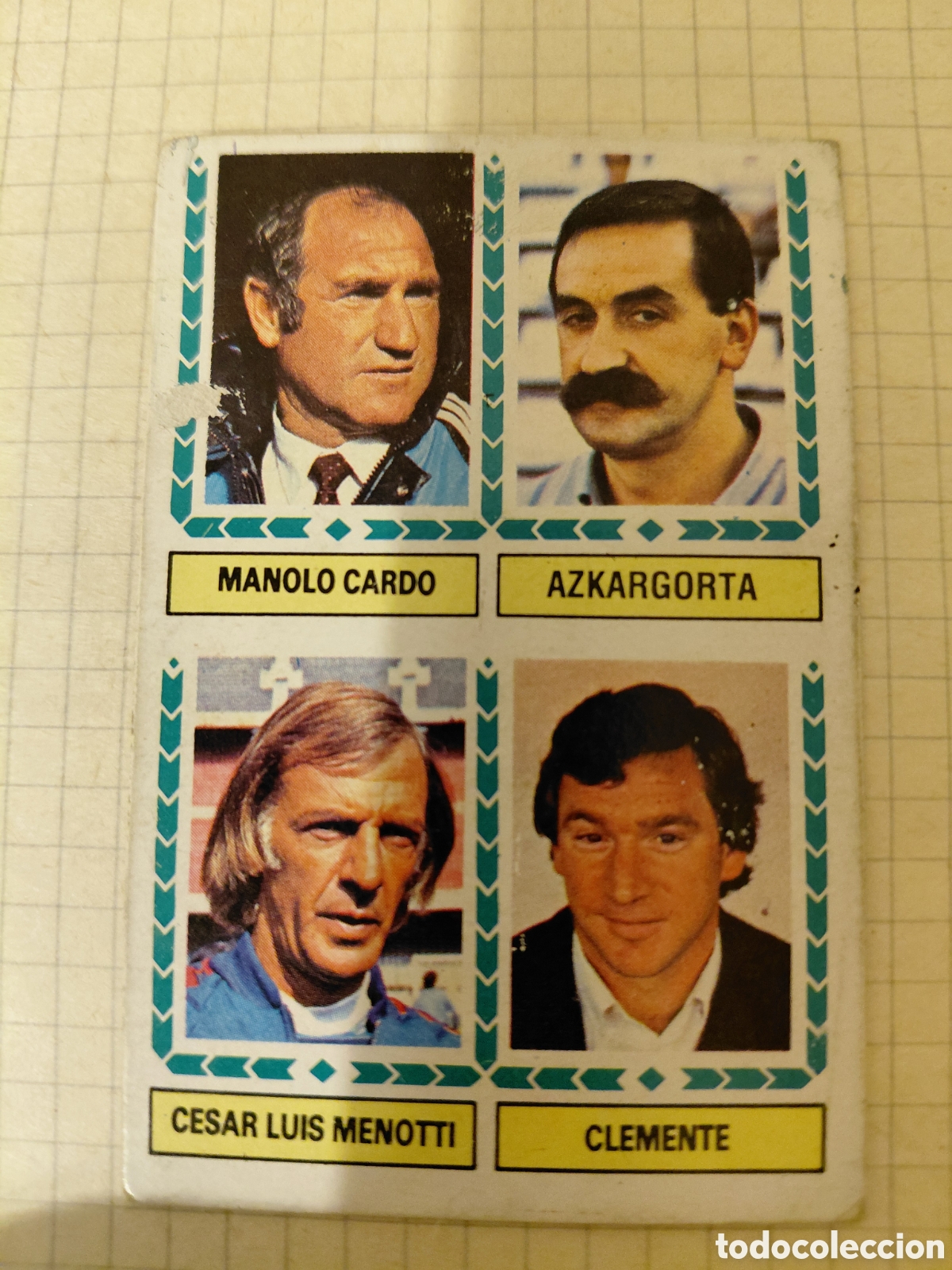 Cromos de f&uacute;tbol: ENTRENADORES LIGA ESTE 83 84, CARDO, AZKARGORTA, MENOTTI Y CLEMENTE. DESPEGADO. DIFICILISIMO.