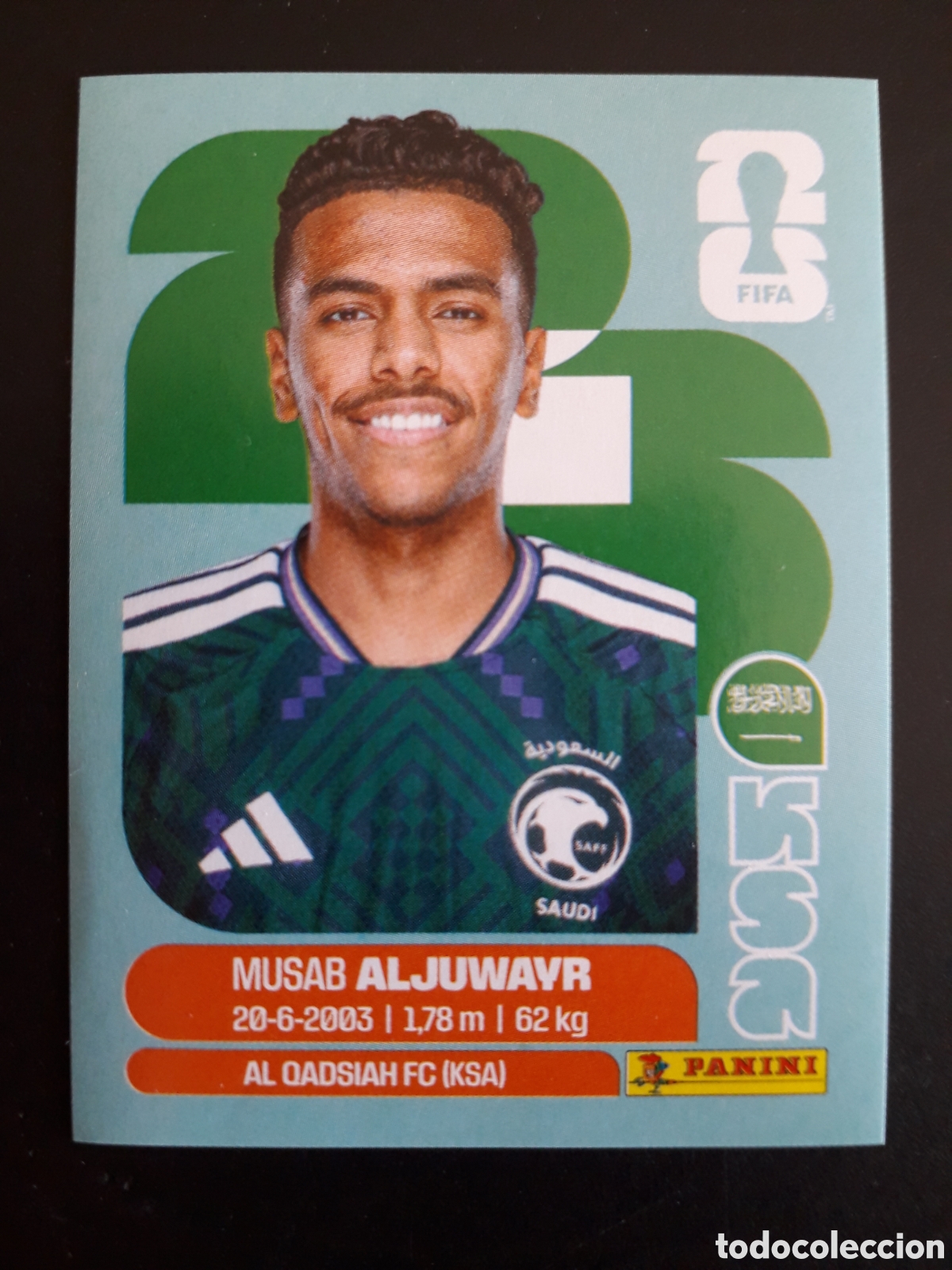 Cromos de Futebol: ALJUWAYR ARABIA SAUD&Iacute; KSA 9 MUNDIAL F&Uacute;TBOL 2026 FIFA WORLD CUP PANINI SIN PEGAR PEDIDO M&Iacute;NIMO 3&euro;