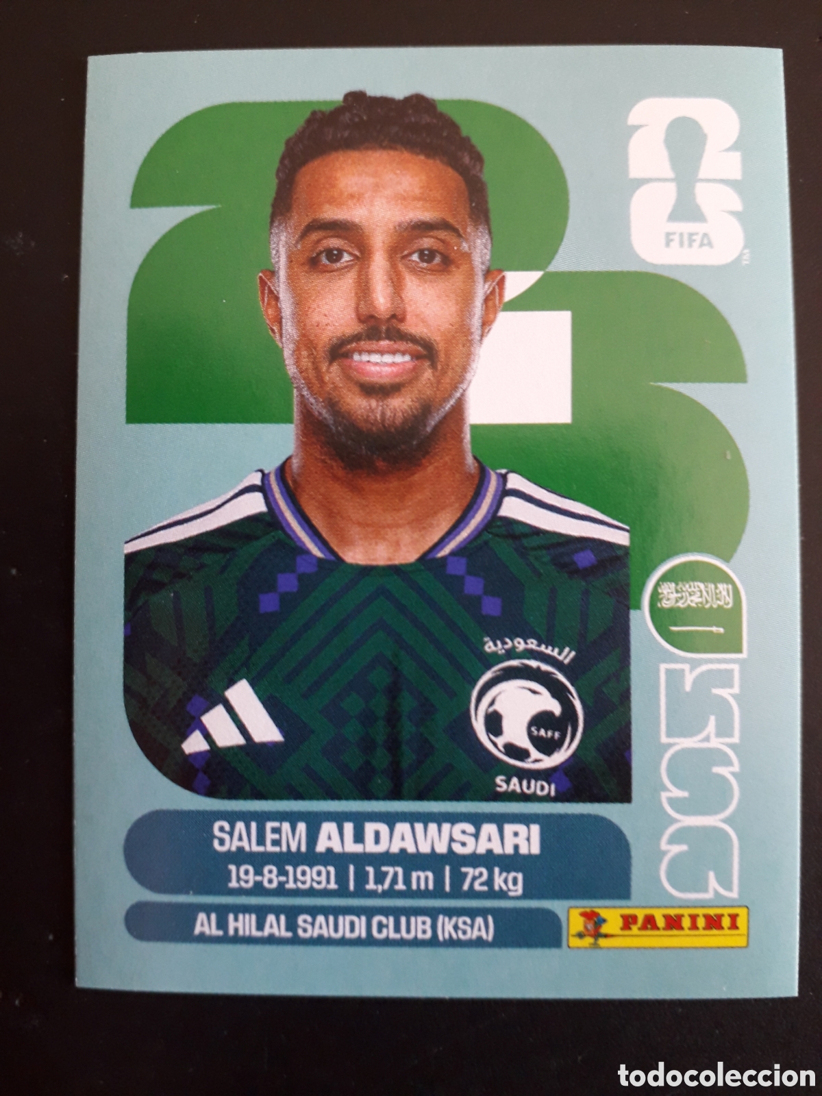 Cromos de Futebol: SALEM ALDAWSARI ARABIA SAUD&Iacute; KSA 16 MUNDIAL F&Uacute;TBOL 2026 FIFA WORLD CUP PANINI PEDIDO M&Iacute;NIMO 3&euro;.