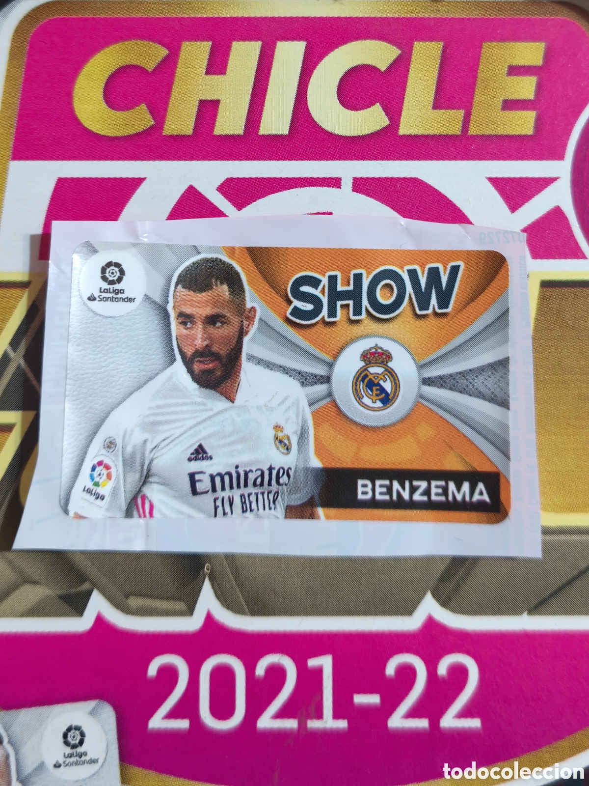 Cromos de f&uacute;tbol: Benzema SHOW chicle liga este 21/22 Real Madrid