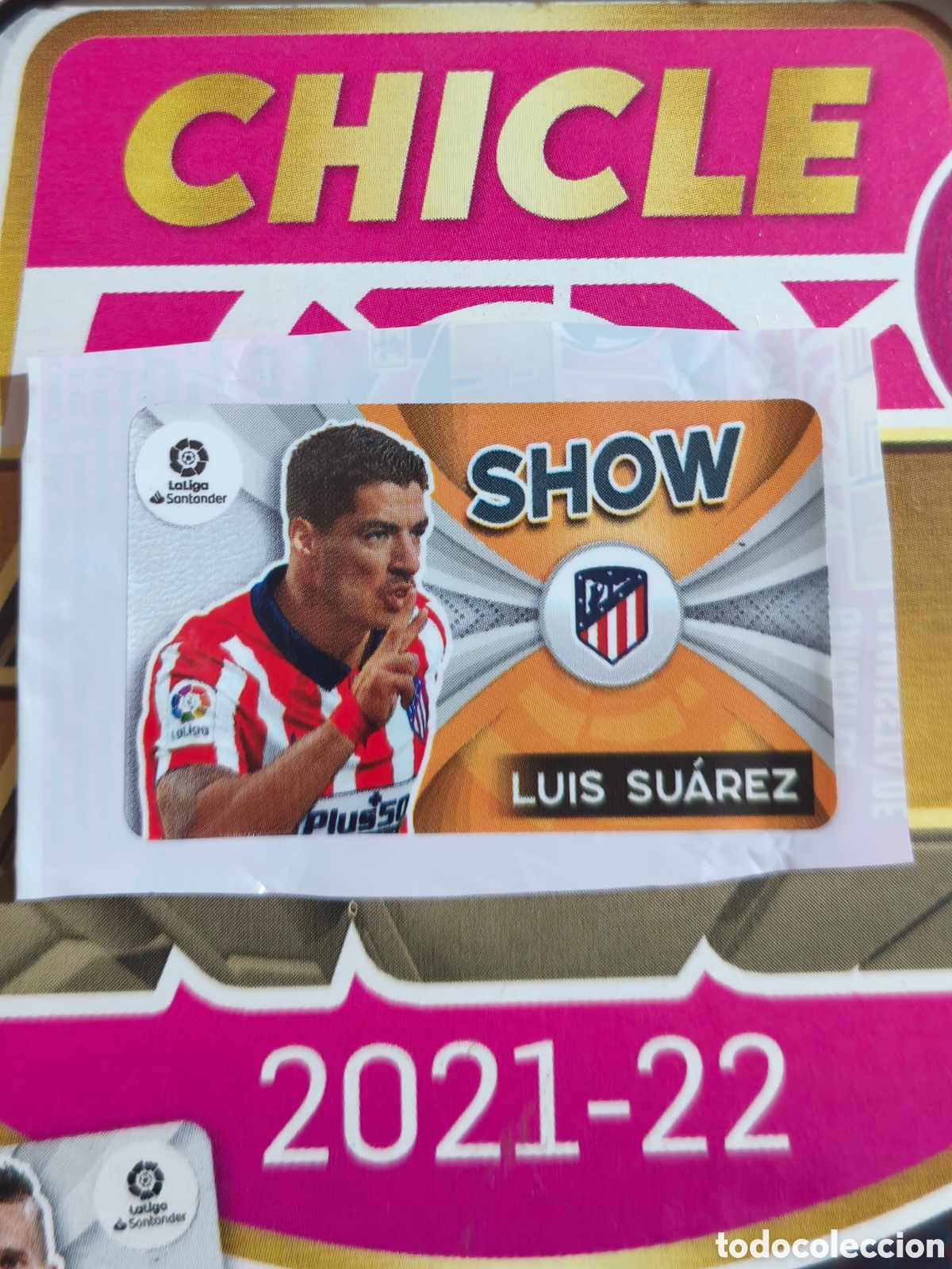 Cromos de f&uacute;tbol: Luis Su&aacute;rez SHOW chicle liga este 21/22 Atl&eacute;tico De Madrid