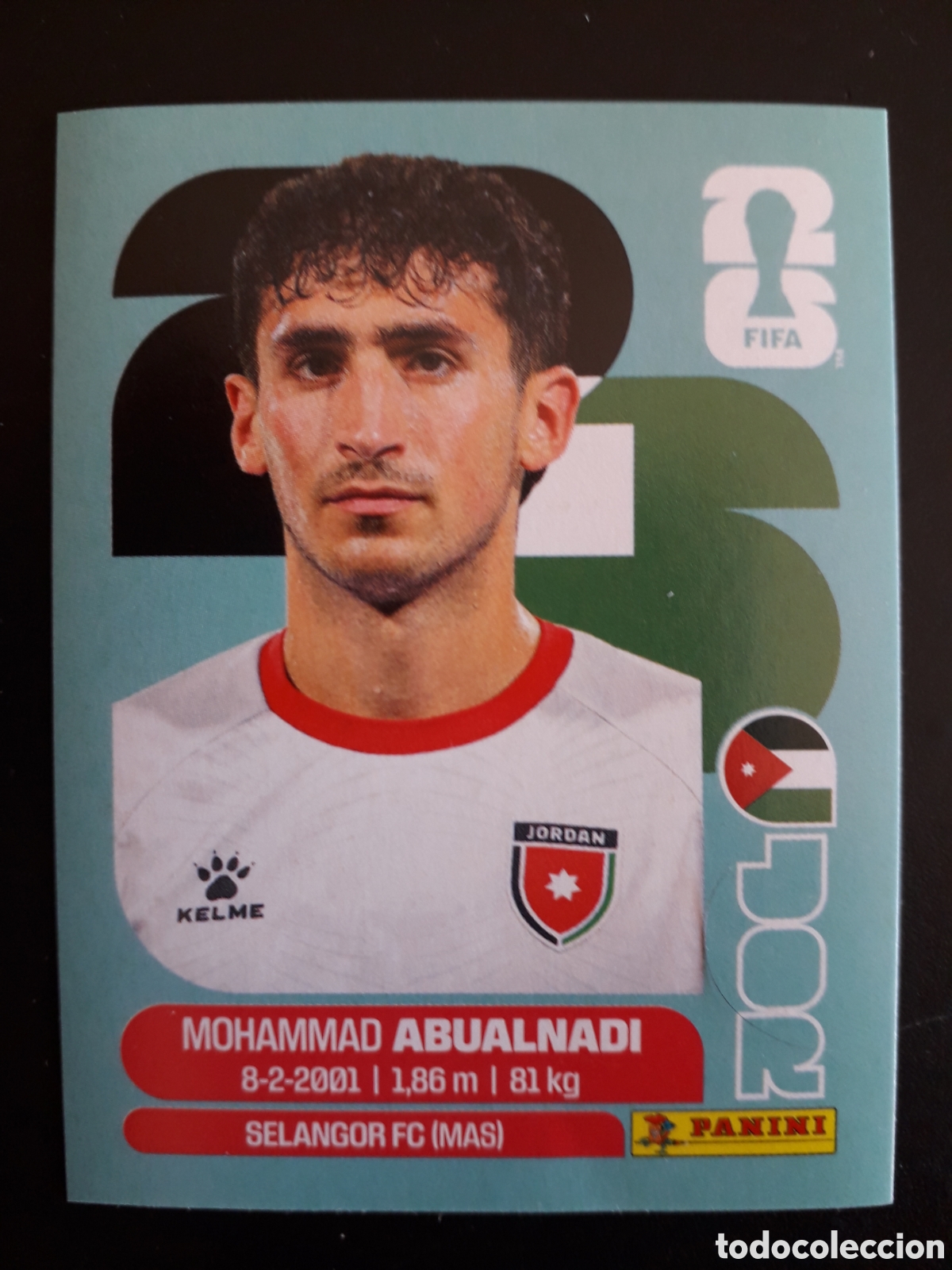 Cromos de f&uacute;tbol: ABUALNADI JORDANIA JOR 8 MUNDIAL F&Uacute;TBOL 2026 FIFA WORLD CUP PANINI SIN PEGAR PEDIDO M&Iacute;NIMO 3&euro;