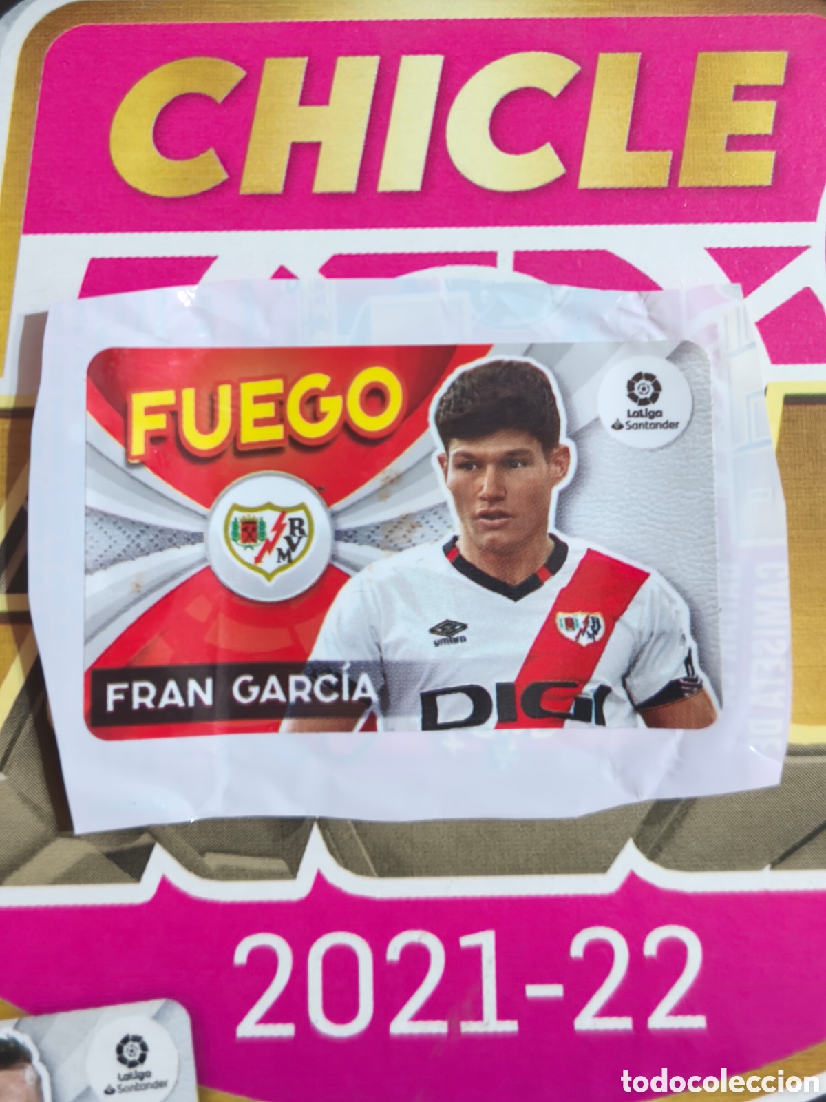 Cromos de f&uacute;tbol: Fran Garc&iacute;a FUEGO chicle liga este 21/22 Rayo Vallecano