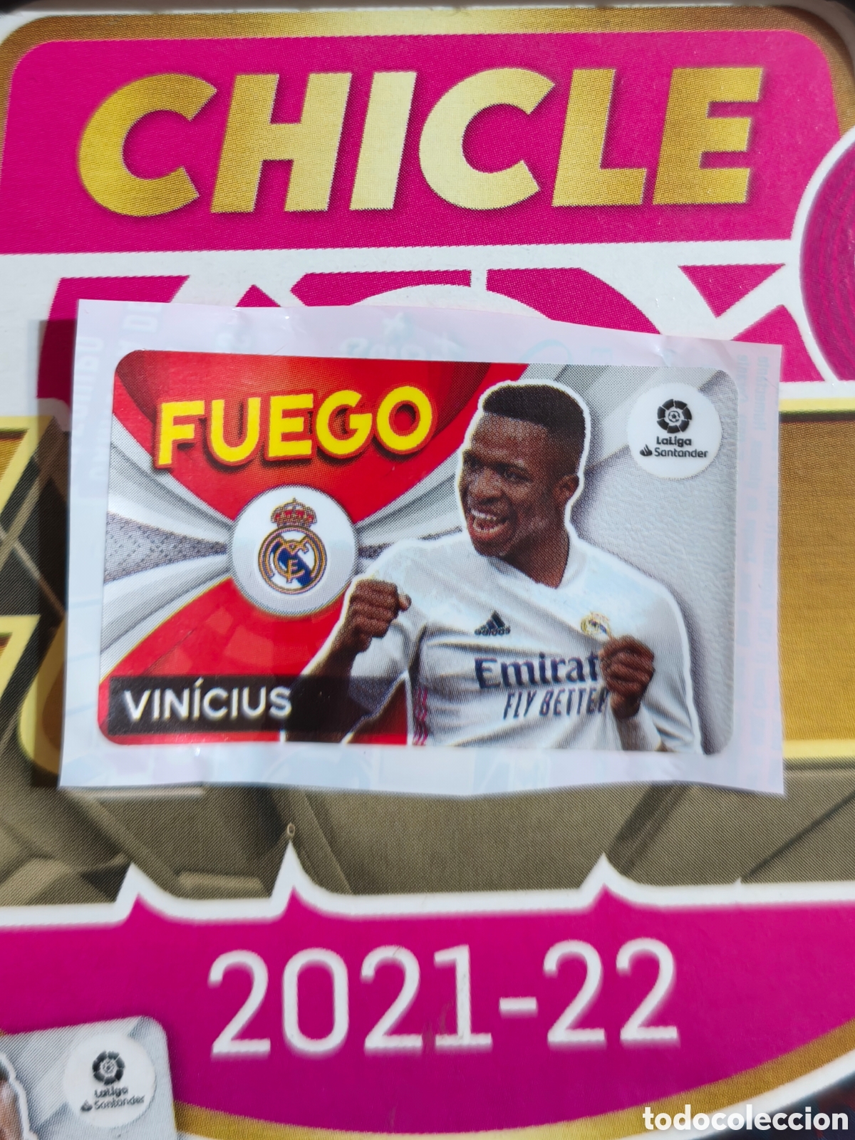 Cromos de f&uacute;tbol: Vinicius FUEGO chicle liga este 21/22 Real Madrid