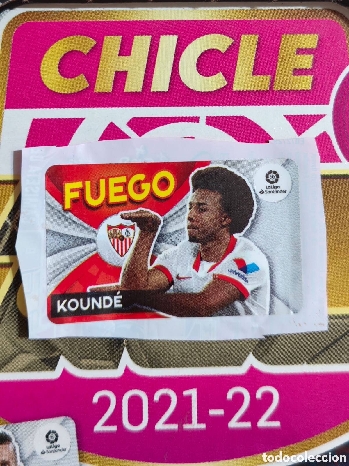 Cromos de f&uacute;tbol: Kounde FUEGO chicle liga este 21/22 Sevilla