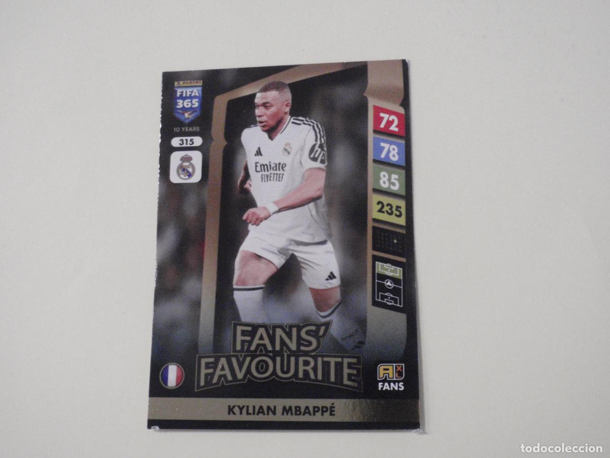 Figurine di Calcio: 315 MBAPP&Eacute; Real Madrid FANS' FAVOURITE. Trading Card ADRENALYN XL FIFA 365. 2024 2025 PANINI 25
