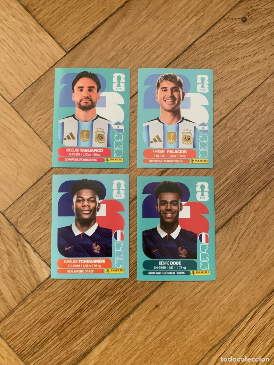 Cromos de f&uacute;tbol: Cartas de doue,tchouameni,palacios y tagliafico mundial 2026