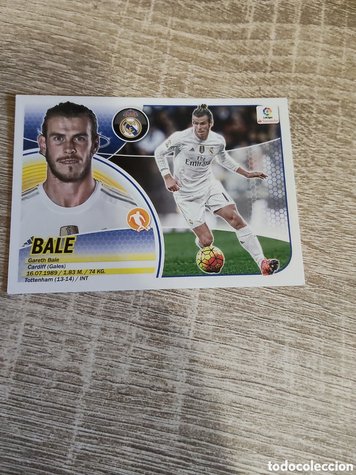 Cromos de f&uacute;tbol: Bale Real Madrid logo Santander liga 2016 2017 16 17 ediciones este
