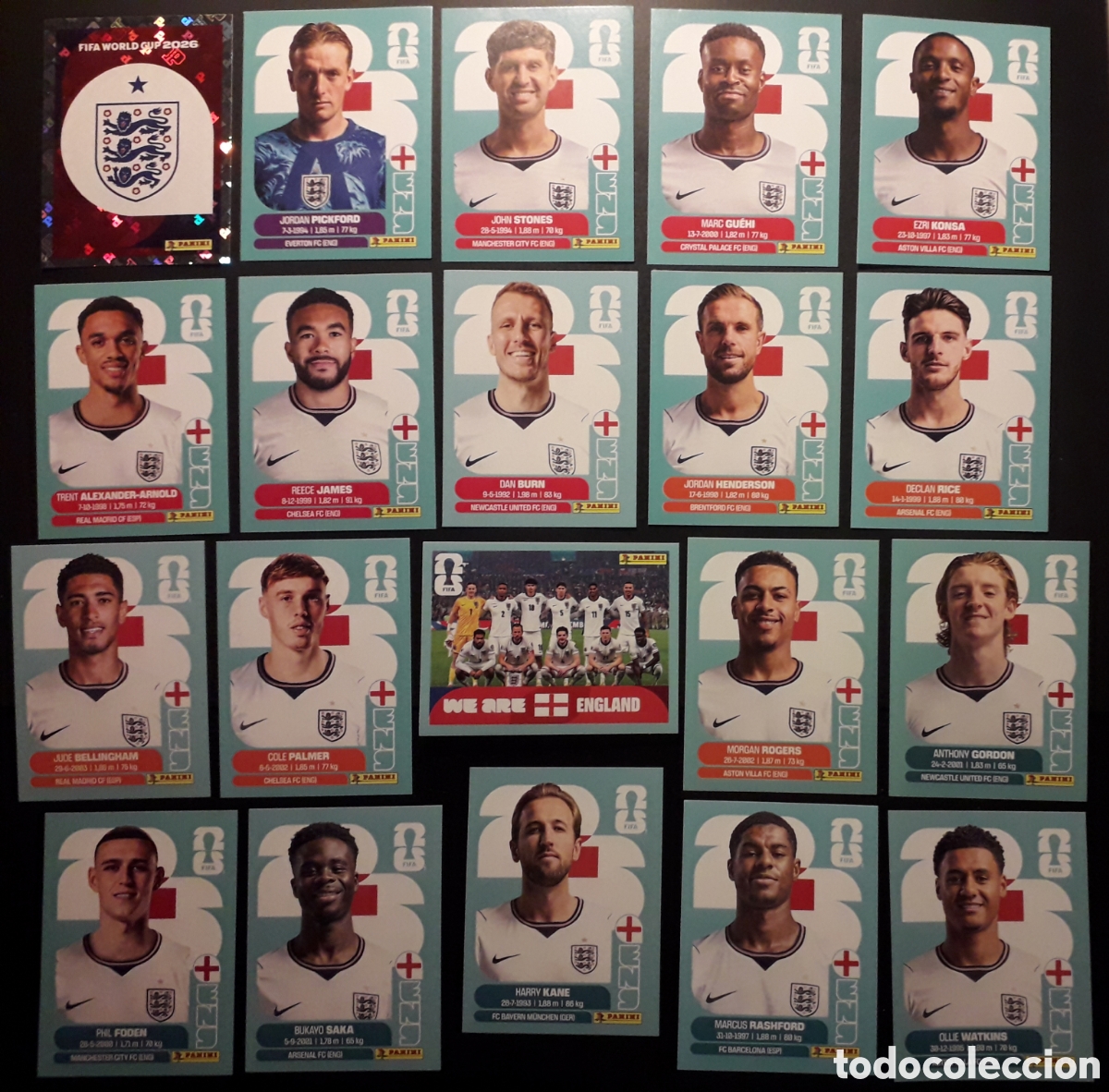 Cromos de f&uacute;tbol: 20 CROMOS INGLATERRA, EQUIPO COMPLETO MUNDIAL F&Uacute;TBOL 2026 FIFA WORLD CUP PANINI SIN PEGAR