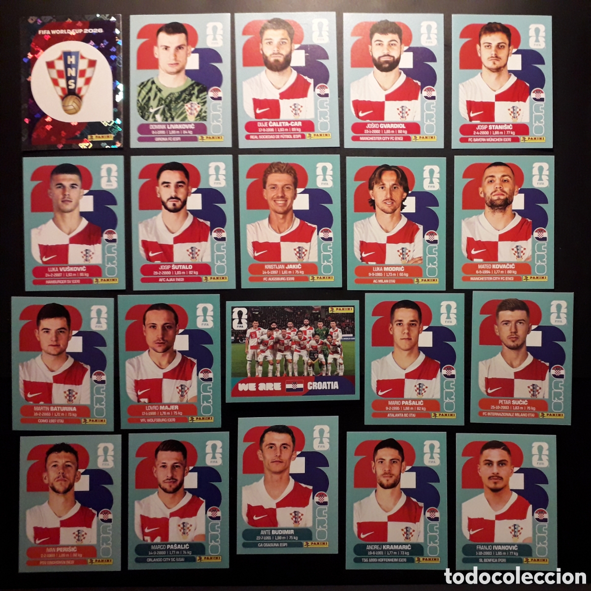 Figurine di Calcio: 20 CROMOS CROACIA, EQUIPO COMPLETO MUNDIAL F&Uacute;TBOL 2026 FIFA WORLD CUP PANINI SIN PEGAR MODRIC