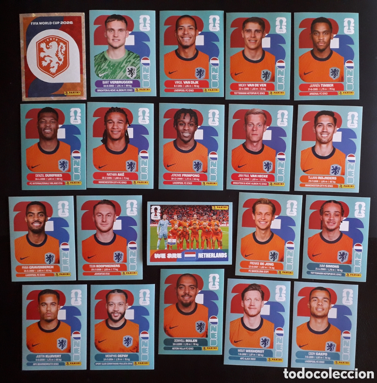 Cromos de Futebol: 20 CROMOS HOLANDA EQUIPO COMPLETO MUNDIAL F&Uacute;TBOL 2026 FIFA WORLD CUP PANINI SIN PEGAR
