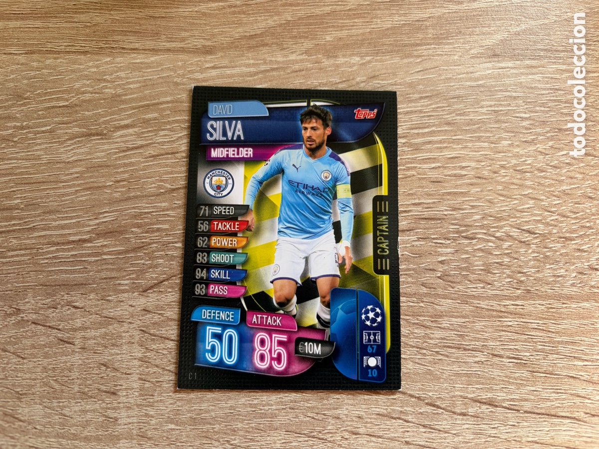 Cromos de Futebol: C1 DAVID SILVA CAPTAIN MATCH ATTAX FUTBOL TOPPS 2019 2020 19 20 MANCHESTER CITY