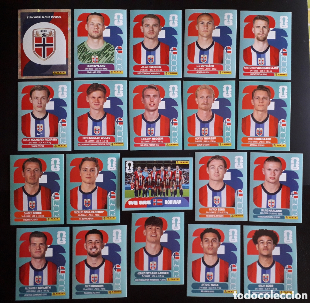 Cromos de f&uacute;tbol: 20 CROMOS NORUEGA EQUIPO COMPLETO MUNDIAL F&Uacute;TBOL 2026 FIFA WORLD CUP PANINI SIN PEGAR