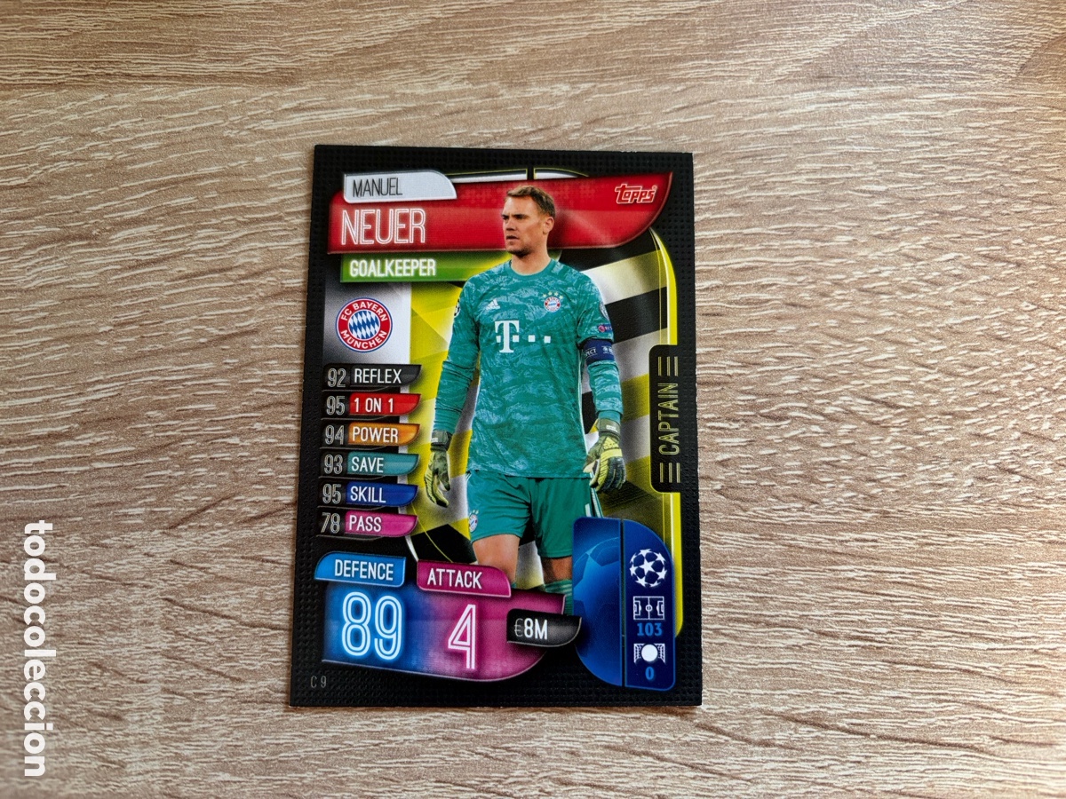 Cromos de f&uacute;tbol: C9 NEUER CAPTAIN MATCH ATTAX FUTBOL TOPPS 2019 2020 19 20 BAYERN DE M&Uacute;NICH
