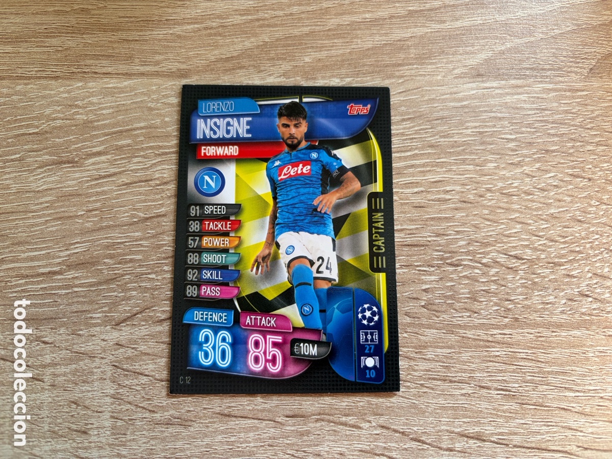 Cromos de f&uacute;tbol: C12 LORENZO INSIGNE CAPTAIN MATCH ATTAX FUTBOL TOPPS 2019 2020 19 20 NAPOLI