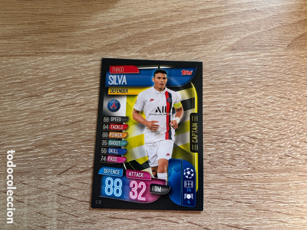 Cromos de f&uacute;tbol: C13 THIAGO SILVA CAPTAIN MATCH ATTAX FUTBOL TOPPS 2019 2020 19 20 PARIS SAINT GERMAIN