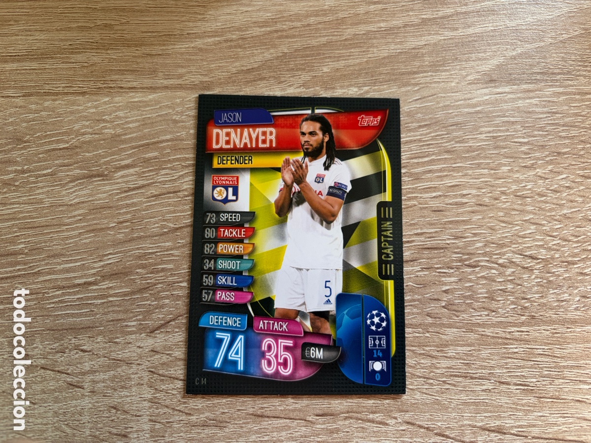 Cromos de f&uacute;tbol: C14 JASON DENAYER CAPTAIN MATCH ATTAX FUTBOL TOPPS 2019 2020 19 20 OLYMPIQUE LYONNAIS