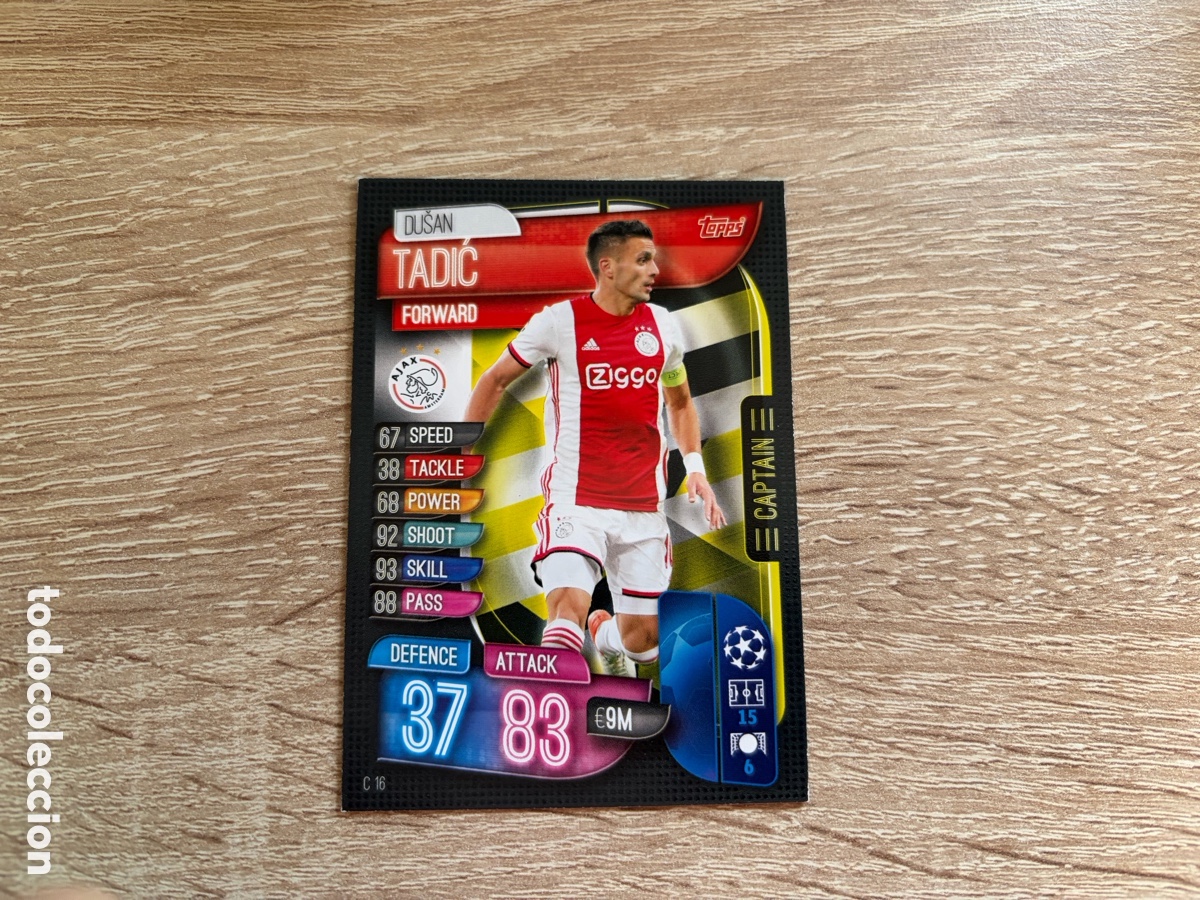 Cromos de f&uacute;tbol: C16 DUSAN TADIC CAPTAIN MATCH ATTAX FUTBOL TOPPS 2019 2020 19 20 AJAX