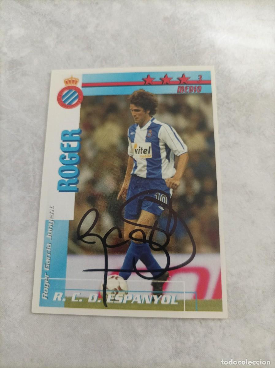 Cromos de f&uacute;tbol: Cromo futbol firmado Roger Garcia