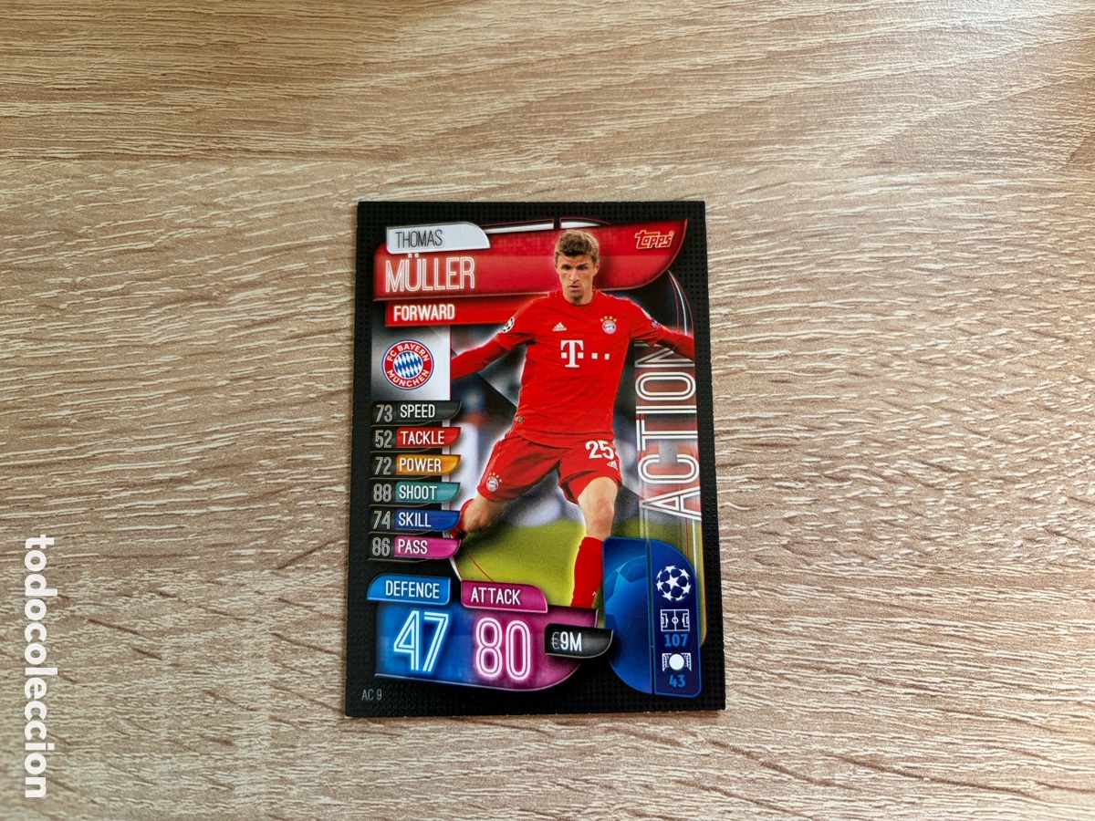 Cromos de f&uacute;tbol: AC9 THOMAS M&Uuml;LLER ACTION MATCH ATTAX FUTBOL TOPPS 2019 2020 19 20 BAYERN M&Uuml;NCHEN