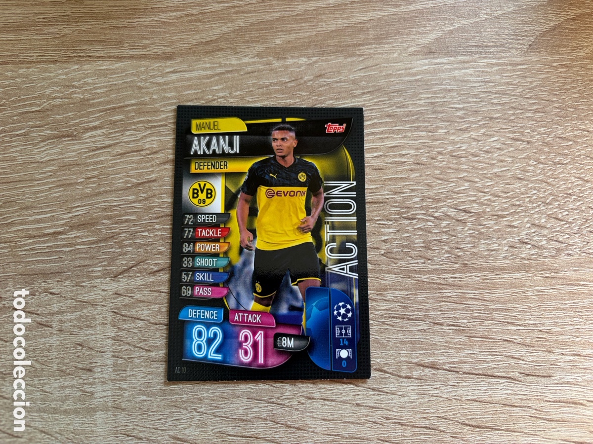 Cromos de f&uacute;tbol: AC10 MANUEL AKANJI ACTION MATCH ATTAX FUTBOL TOPPS 2019 2020 19 20 BORUSSIA DORTMUND