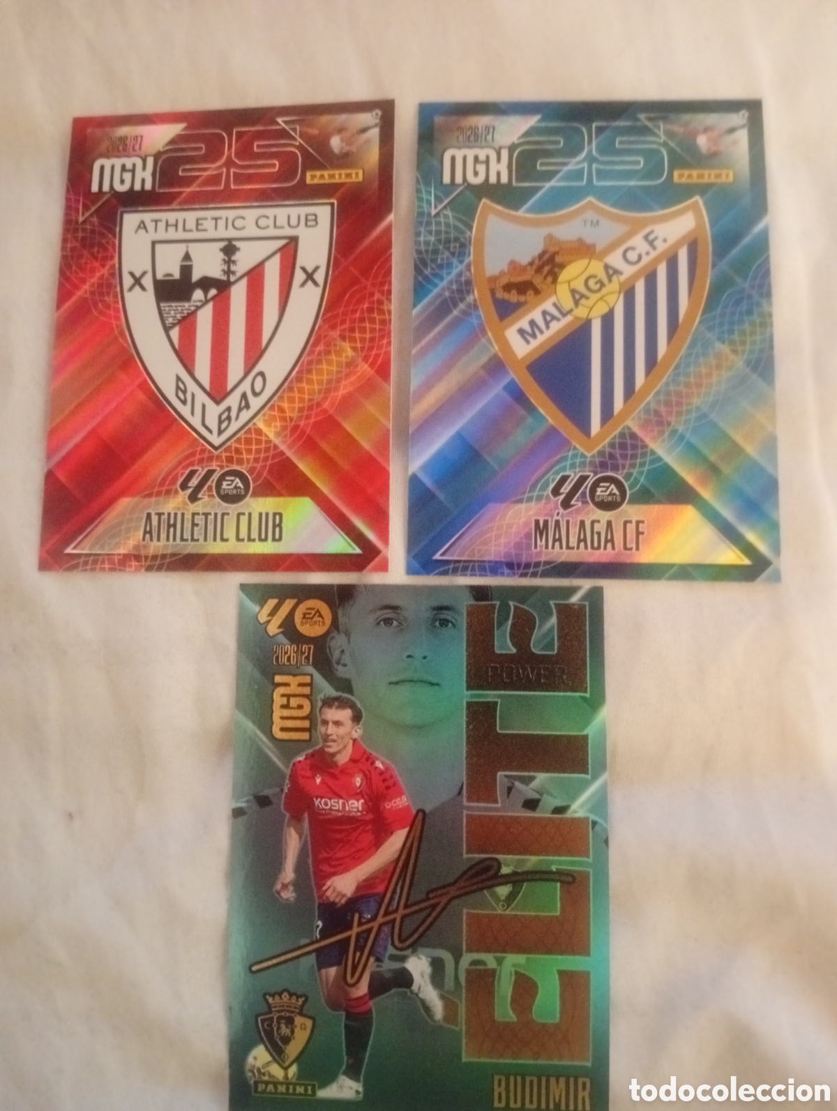 Cromos de f&uacute;tbol: 3 cartas de MGK 26/27