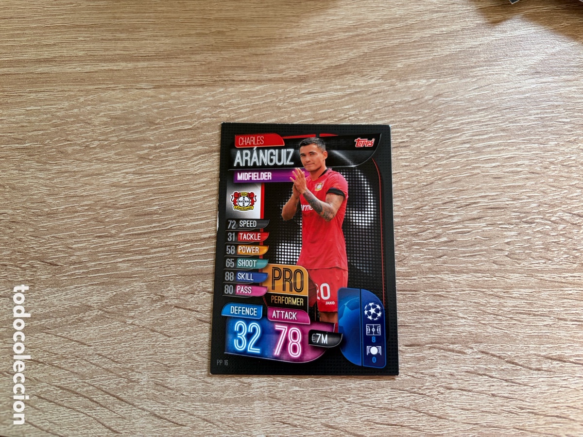 Cromos de f&uacute;tbol: PP16 CHARLES AR&Aacute;NGUIZ PRO PERFORMER MATCH ATTAX FUTBOL TOPPS 2019 2020 19 20 BAYER LEVERKUSEN
