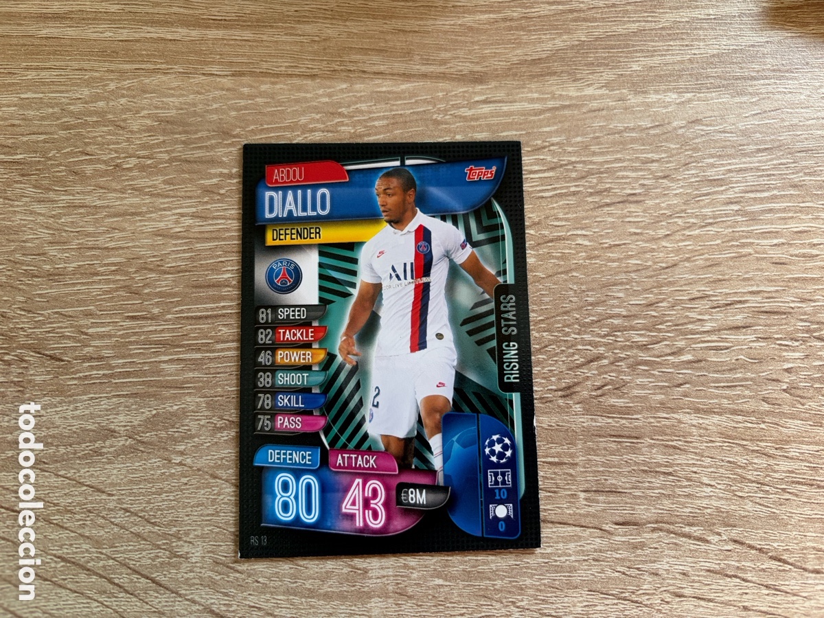 Football Stickers: RS13 ABDOU DIALLO RISING STARS MATCH ATTAX FUTBOL TOPPS 2019 2020 19 20 PSG PARIS SAINT GERMAIN