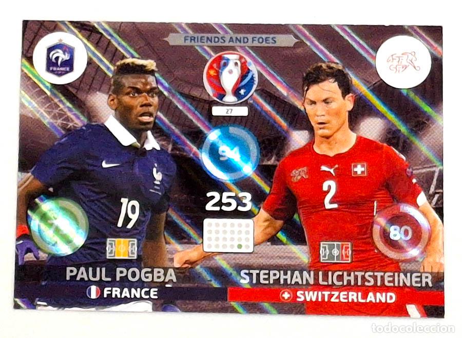 Football Stickers: 27 Friends and Foes, Paul Pogba (Francia) y Stephan Lichtsteiner (Suiza), Mundial Russia 2018 Adren