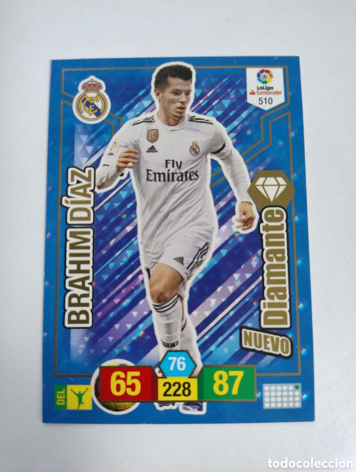 Cromos de f&uacute;tbol: 510 - Brahim D&iacute;az - Real Madrid - Adrenalyn XL Liga 2018 - 2019 Nuevo Diamante