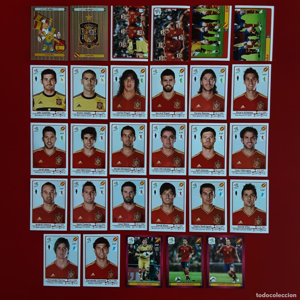 Cromos de f&uacute;tbol: SELECCION COMPLETA ESPA&Ntilde;A EURO 2012 PANINI-NUNCA PEGADO-CAMPEONA EUROPA-VERSION INTERNACIONAL