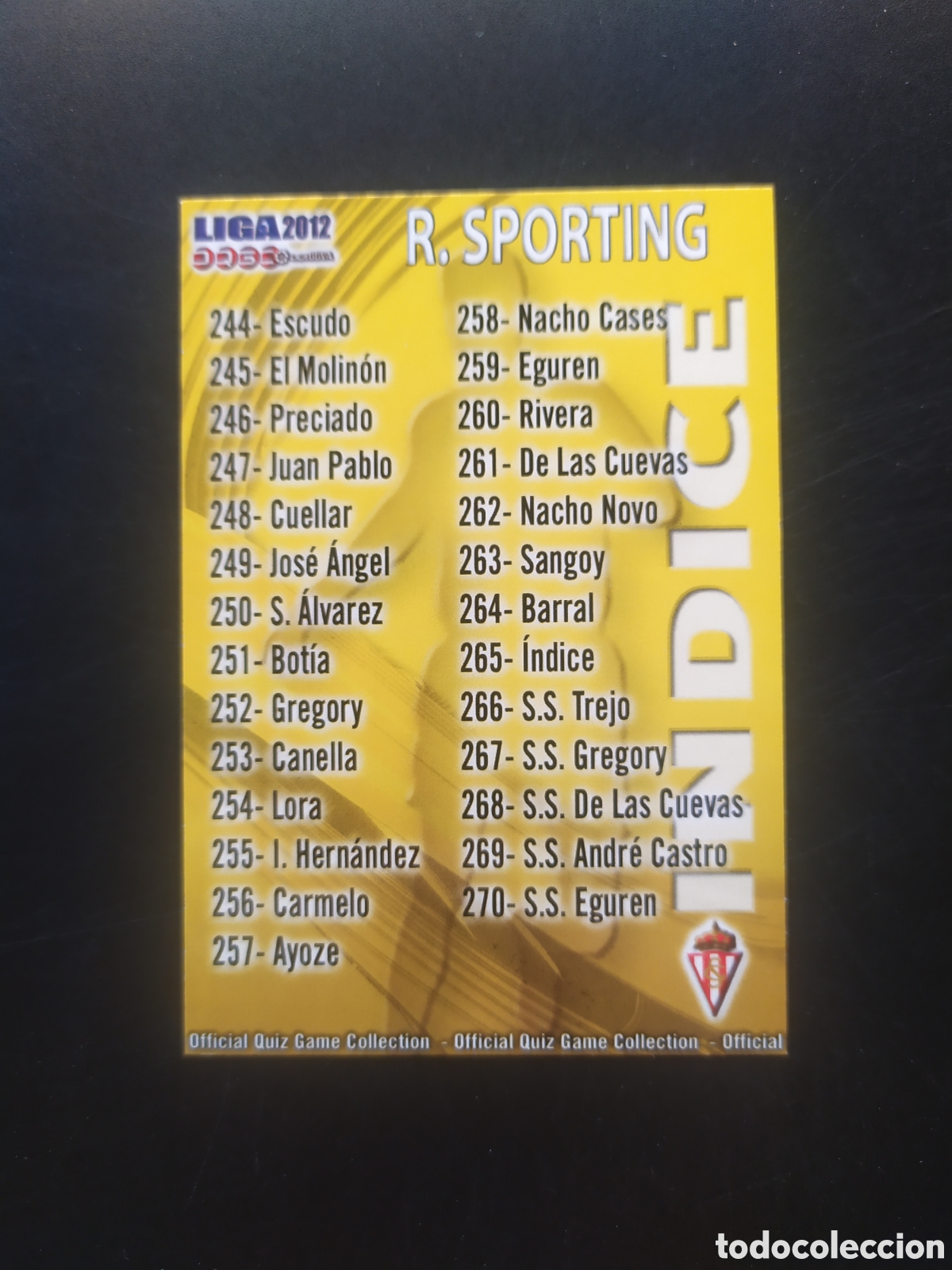 Cromos de f&uacute;tbol: Mundicromo fichas Liga 2011 2012 11 12 indice n&deg; 265 Sporting Gij&oacute;n