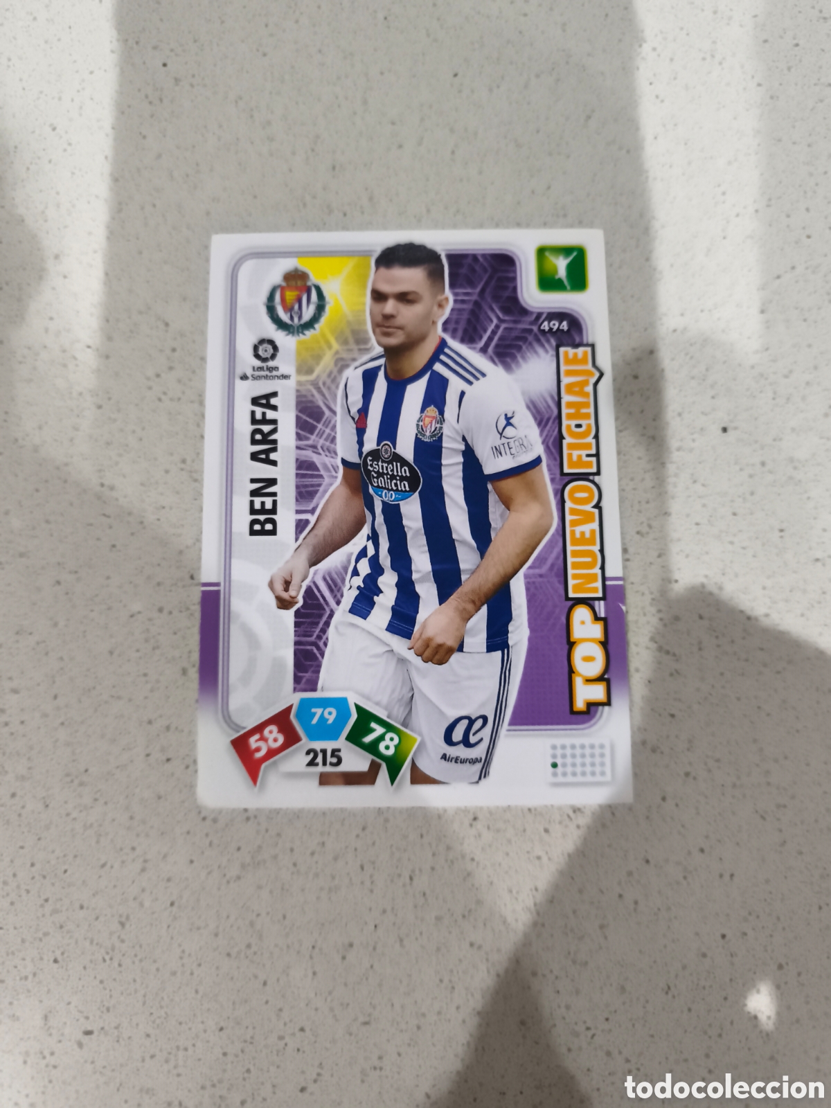 Cromos de f&uacute;tbol: CARTA TOP NUEVO FICHAJE BEN ARFA REAL VALLADOLID ADRENALYN XL 19/20