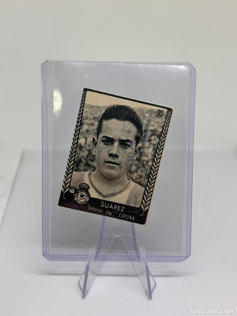 Cromos de f&uacute;tbol: Suarez Rookie Coru&ntilde;a Bruguera Caramel Turmo 1953 Sin pegar. Restos de sello,