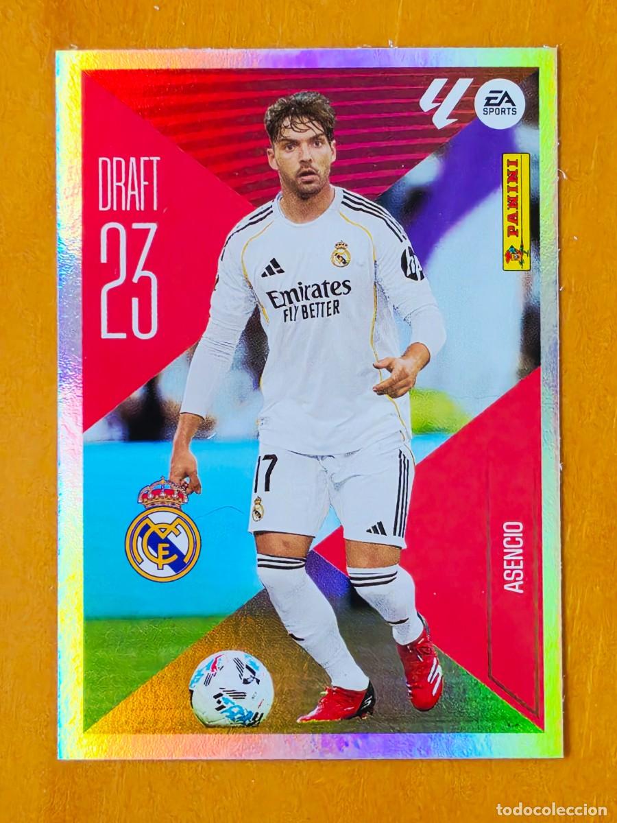 Cromos de f&uacute;tbol: 1 Ra&uacute;l Asencio, Real Madrid, Draft 23, Panini Ediciones Liga Este 2026 2027 26 27 sin pegar
