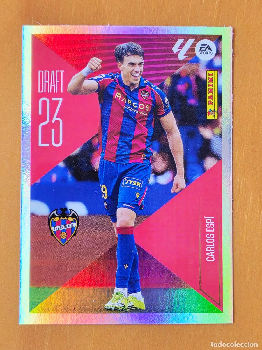 Cromos de f&uacute;tbol: 4 Carlos Esp&iacute;, Levante UD, Draft 23, Panini Ediciones Liga Este 2026 2027 26 27 sin pegar