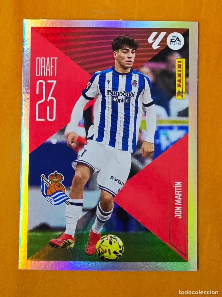 Cromos de f&uacute;tbol: 13 Jon Mart&iacute;n, Real Sociedad, Draft 23, Panini Ediciones Liga Este 2026 2027 26 27 sin pegar