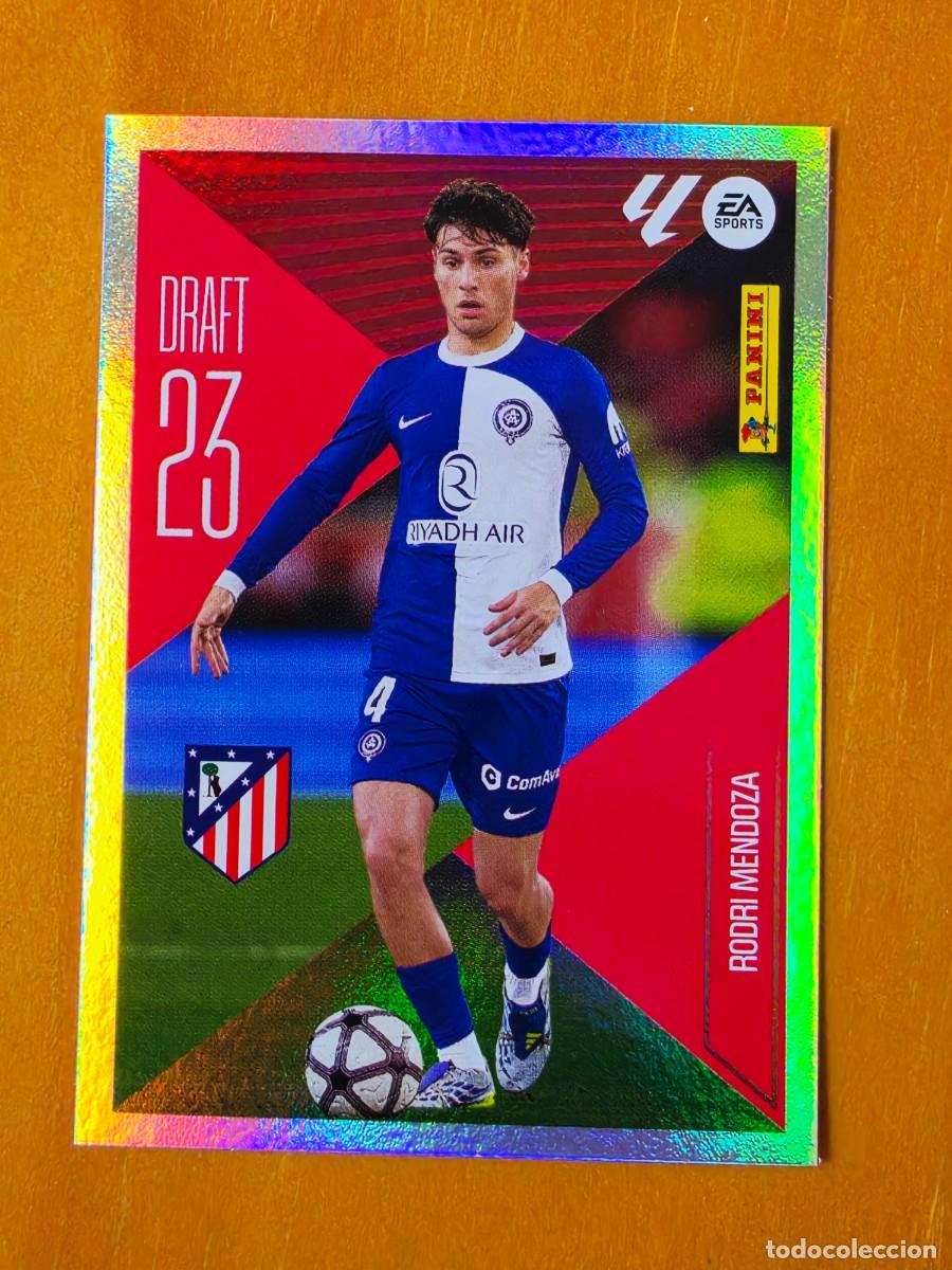Cromos de f&uacute;tbol: 21 Rodri Mendoza, Atl&eacute;tico de Madrid, Draft 23, Panini Ediciones Liga Este 2026 2027 26 27 sin pegar