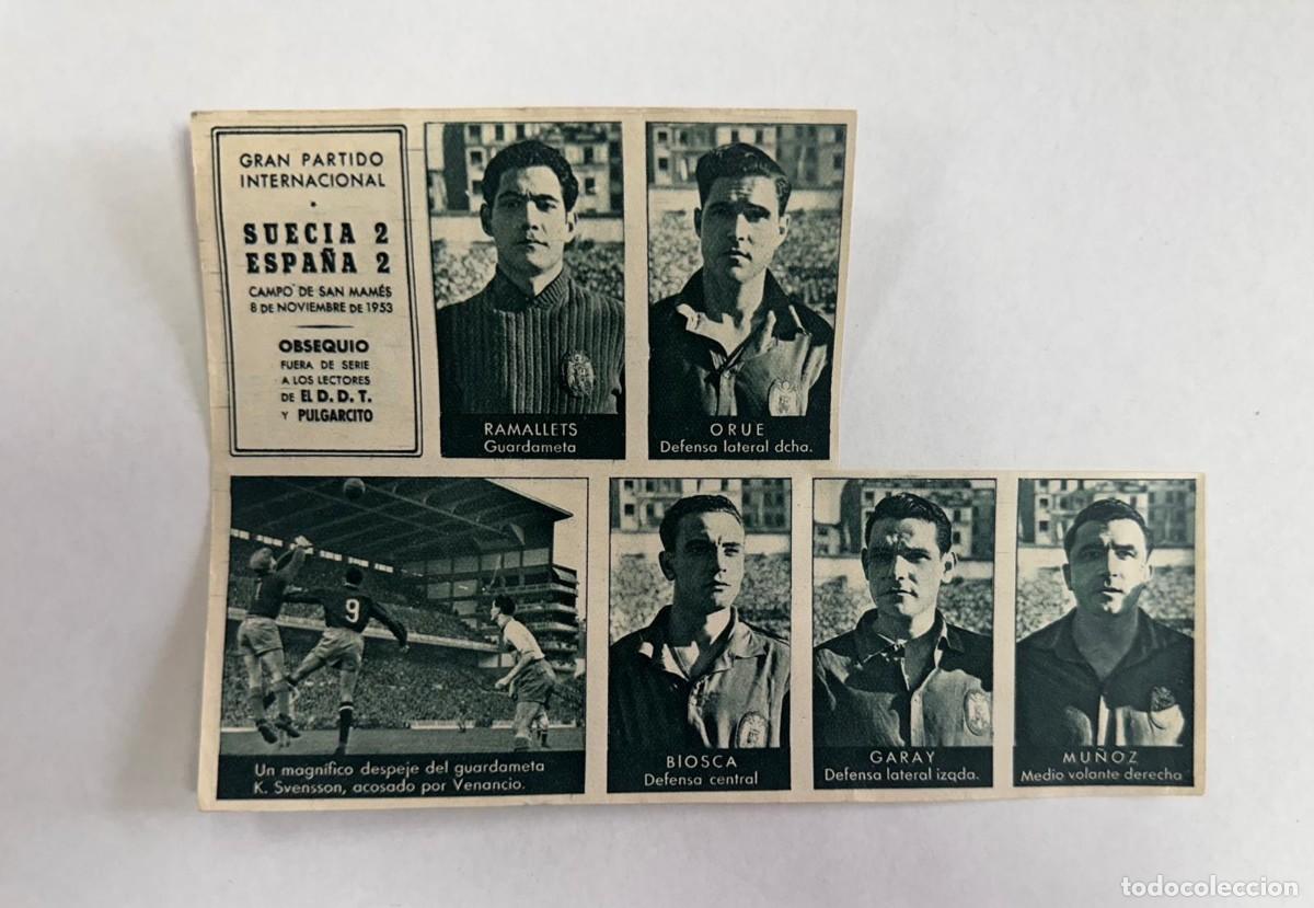 Cromos de f&uacute;tbol: Lote 7 Cromos en lamina Seleccion Espa&ntilde;a Editorial Bruguera Torneo Nacional 1953 Sin Pegar