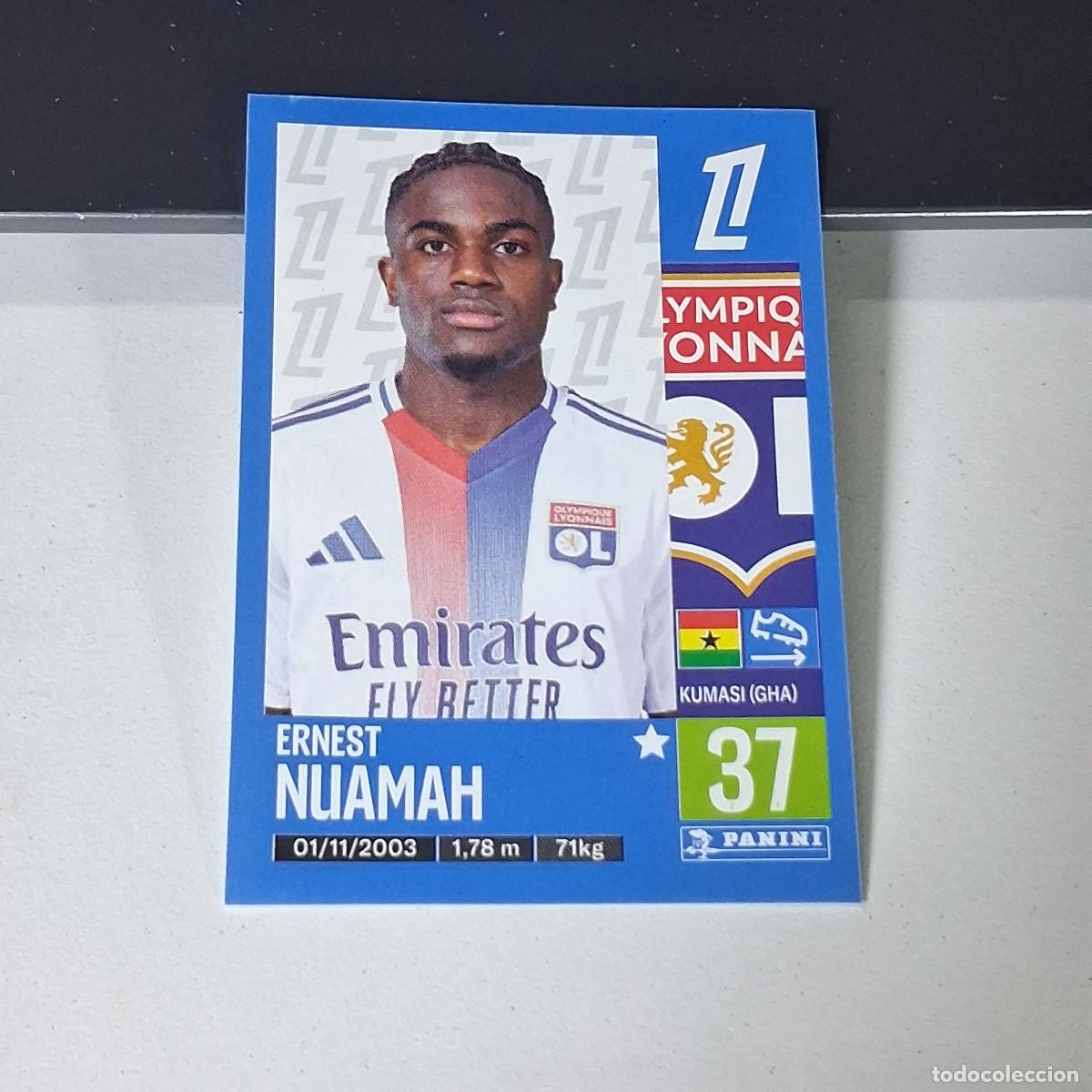 Cartes &agrave; collectionner de Football: B43 201 ERNEST NUAMAH OLYMPIQUE LYON CROMO PANINI LIGUE 1 FOOT 24-25 LIGA FRANCIA 2024-2025