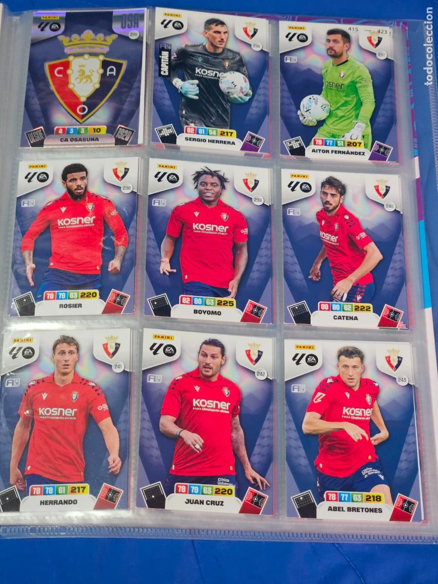 Cromos de f&uacute;tbol: ADRENALYN 2025 2026 - OSASUNA - EQUIPO - 21 FICHAS CROMOS - 25 26