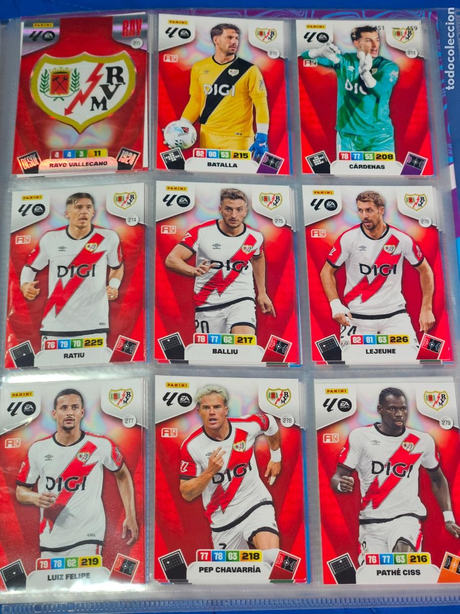 Cromos de f&uacute;tbol: ADRENALYN 2025 2026 - RAYO VALLECANO - EQUIPO - 22 FICHAS CROMOS - 25 26