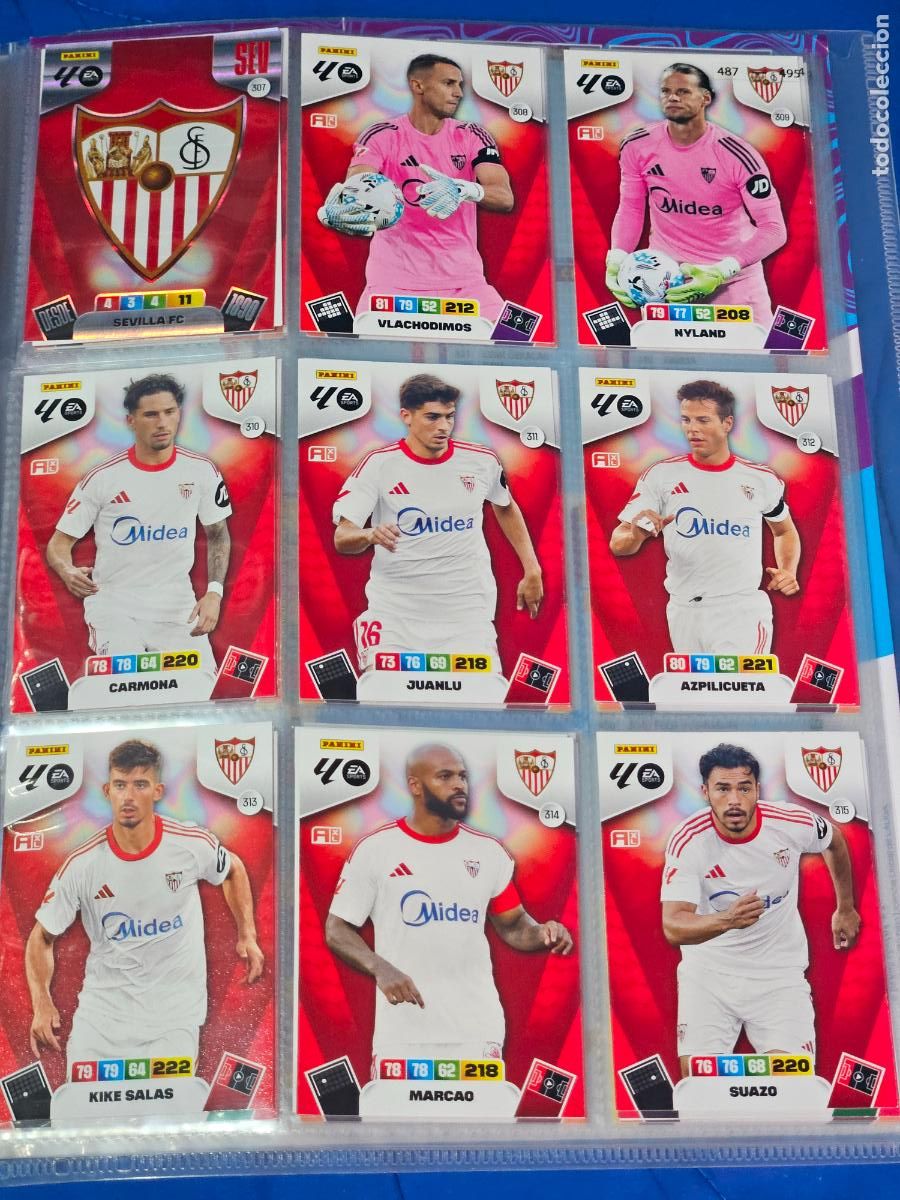Cromos de f&uacute;tbol: ADRENALYN 2025 2026 - SEVILLA - EQUIPO - 21 FICHAS CROMOS - 25 26