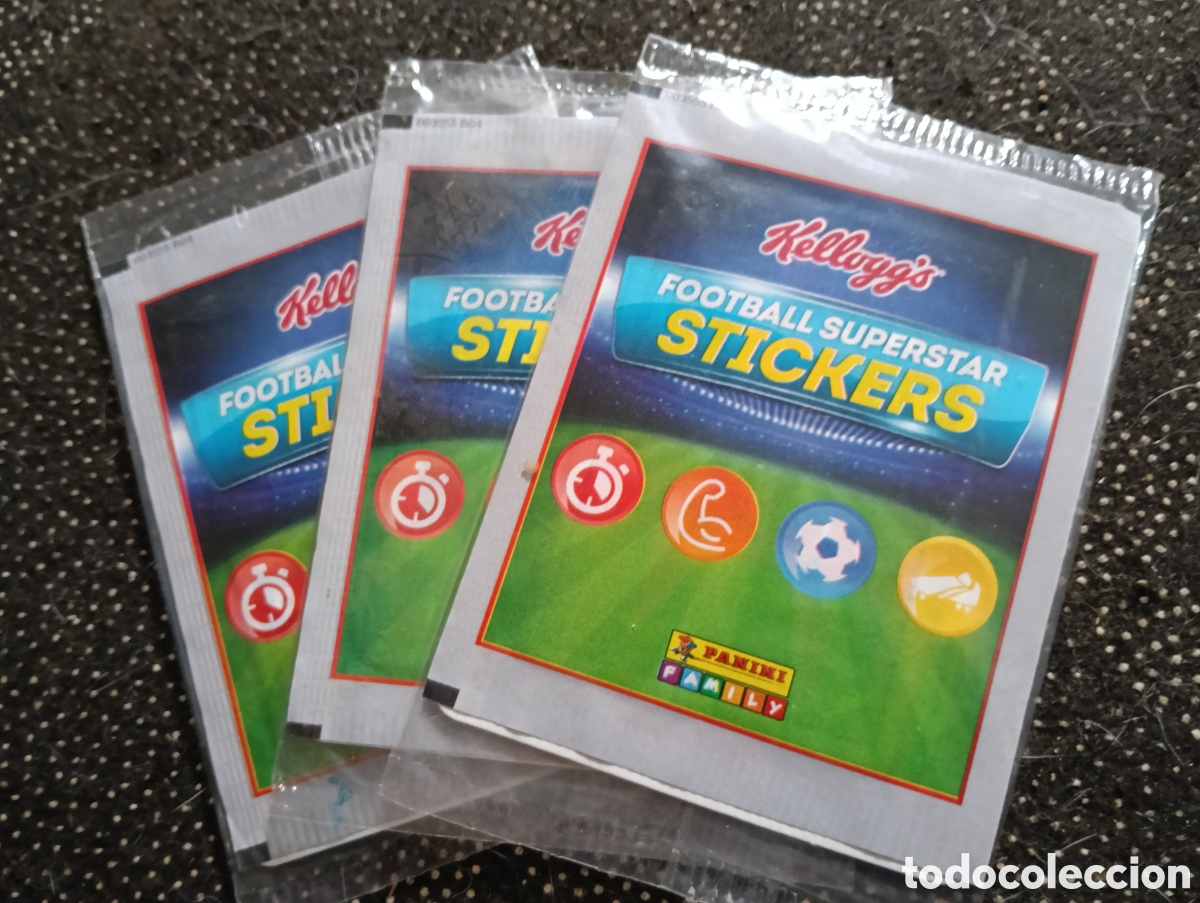 Cromos de f&uacute;tbol: Tres paquetes sellados de f&uacute;tbol de la Copa Mundial de la FIFA 2018 de Panini Kellogg's