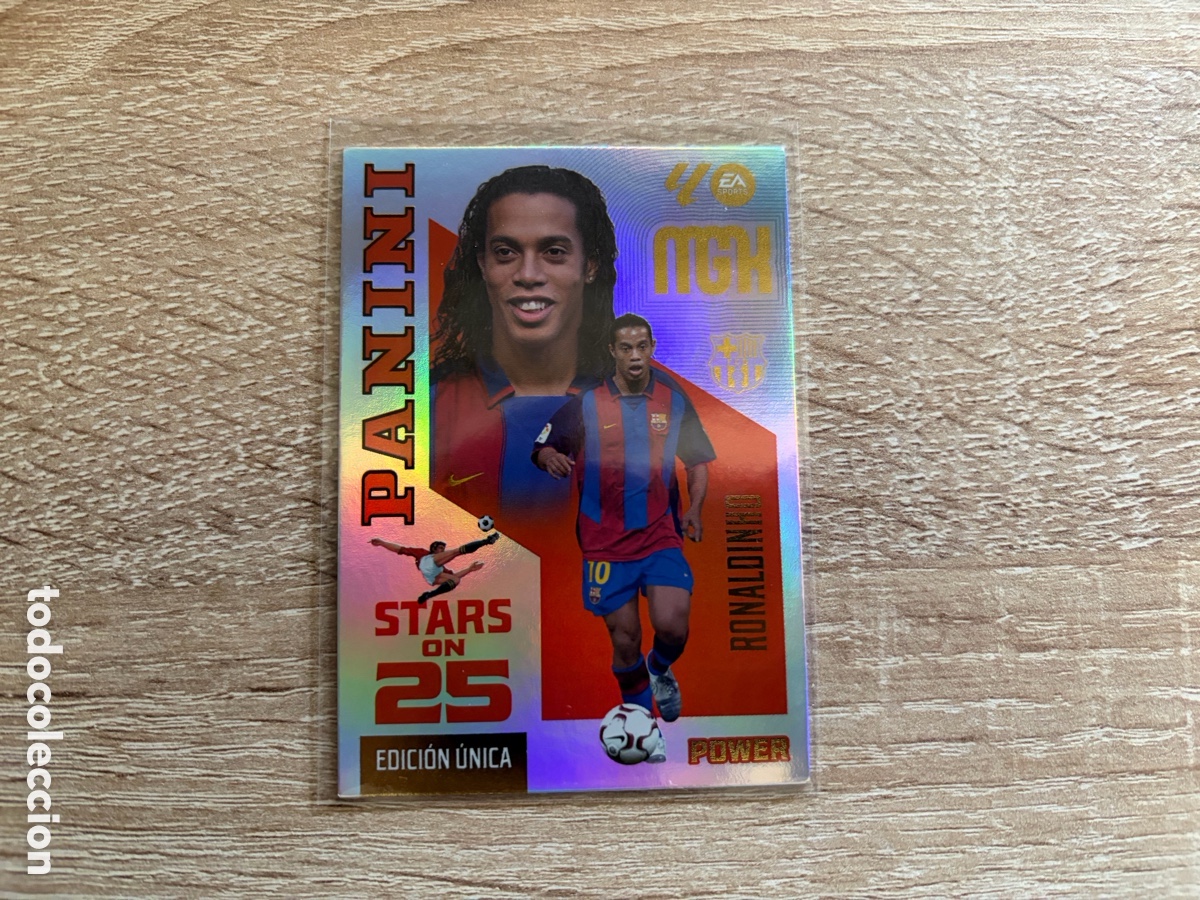 Cromos de f&uacute;tbol: RONALDINHO STARS ON 25 EDICION UNICA POWER BOX PREMIUM MEGACRACKS MGK 2026 2027 26 27 BARCELONA