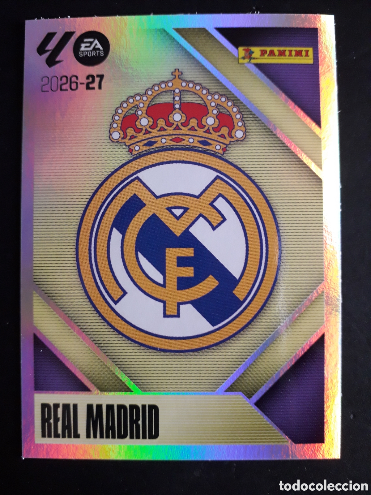 Cromos de f&uacute;tbol: ESCUDO REAL MADRID N&deg; 1 ED ESTE 2026 2027 26 27 SIN PEGAR PEDIDO M&Iacute;NIMO 3&euro;.